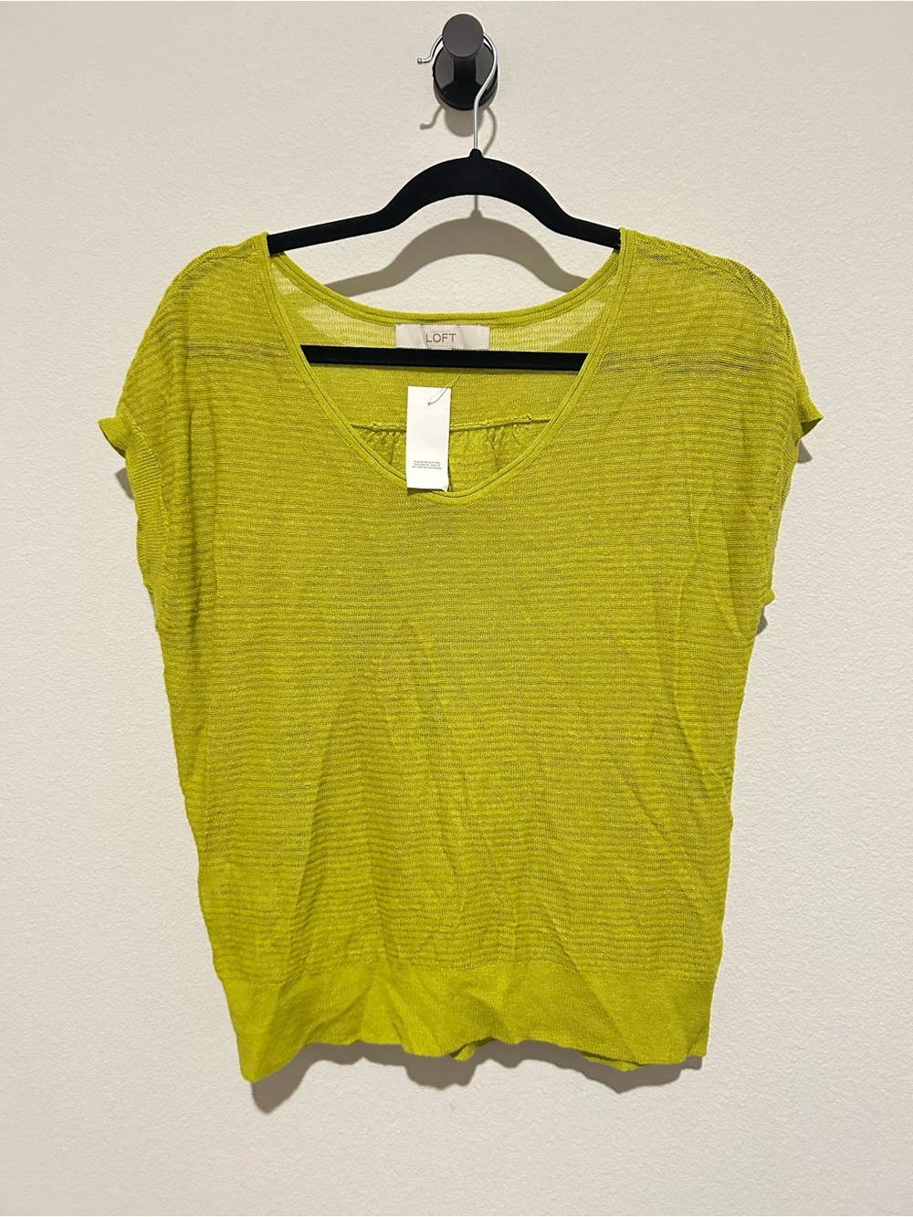 LOFT Lime Green Short Sleeve V-Neck Tee